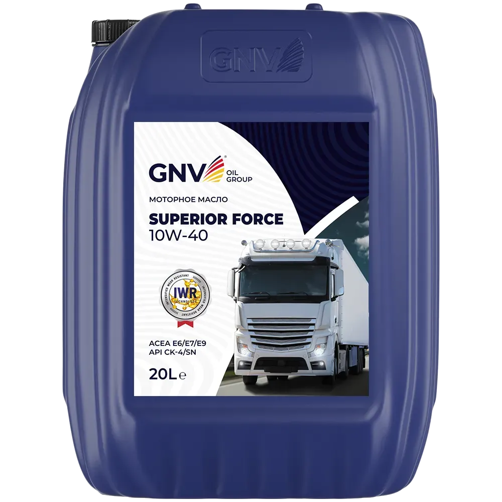 Моторное масло GNV Superior Force 10W40 СИНТ E6/E7/E9 CK-4/SN 20 л.