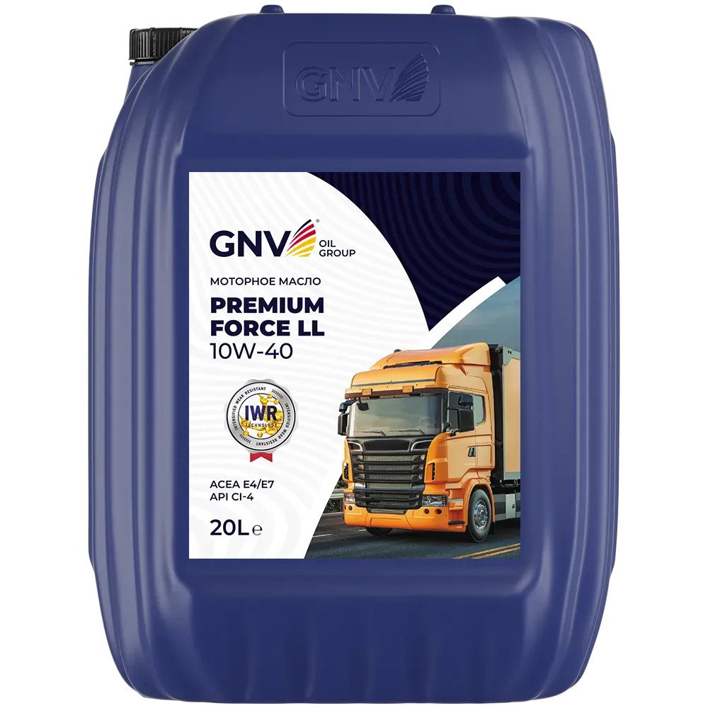 Моторное масло GNV Premium Force LL 10W40 СИНТ E4/E7 CI-4 20 л. 