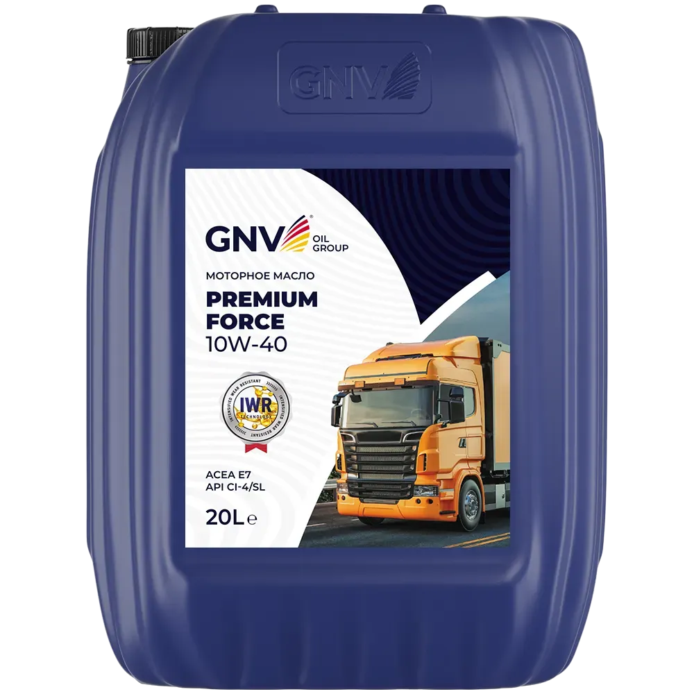 Моторное масло GNV Premium Force 10W40 П/СИНТ E7 CI-4/SL 20 л.