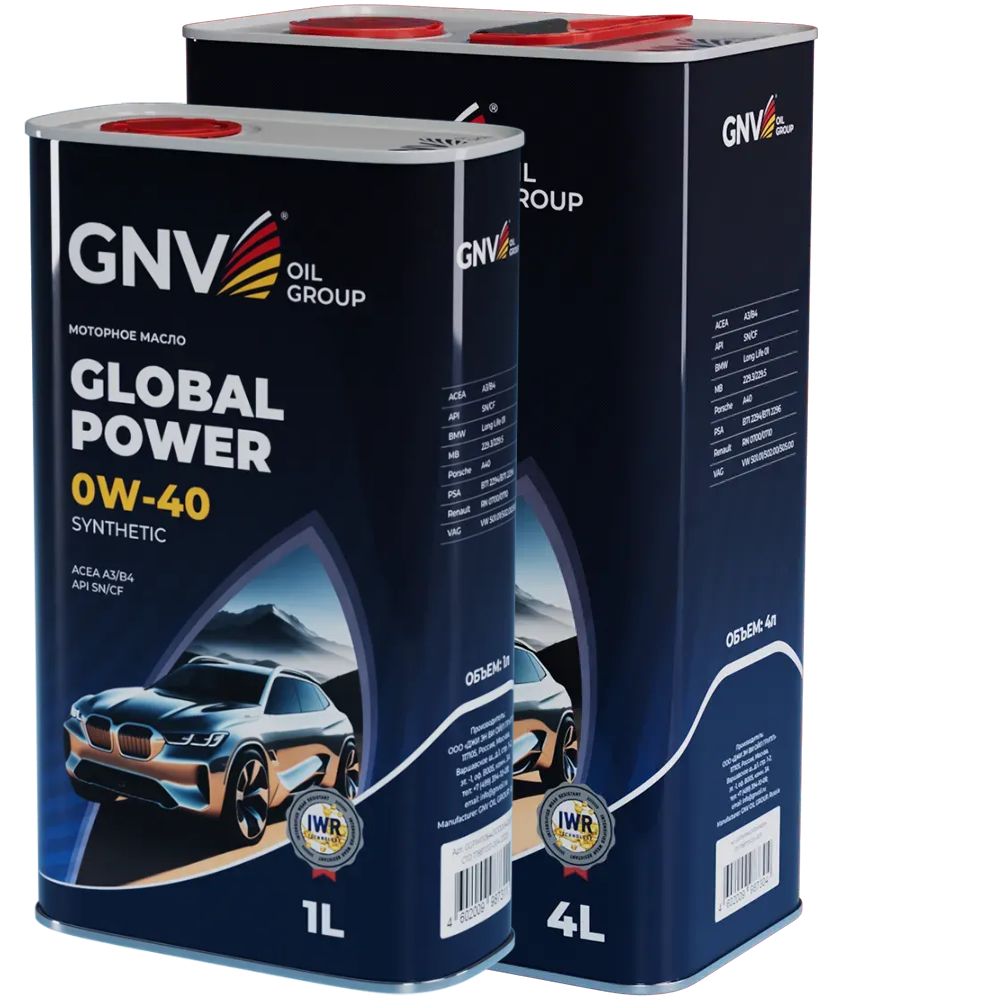Моторное масло GNV Global Power 0W40 СИНТ SN/CF A3/B4 (Image box 4+1) 5 л